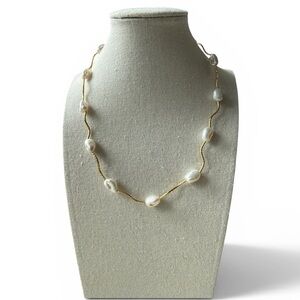 Wire-Wrapped Freshwater Baroque Pearl Necklace